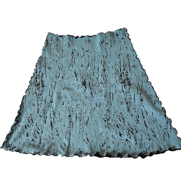 Haystacks Womens Textured Turquoise Black Pull On A-Line Stretch Skirt Size Medi - Picture 2 of 11